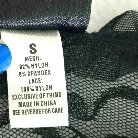 Fredericks Hollywood Black Sheer Lace Plunging Babydoll Chemise Lingerie Size S - Picture 13 of 15